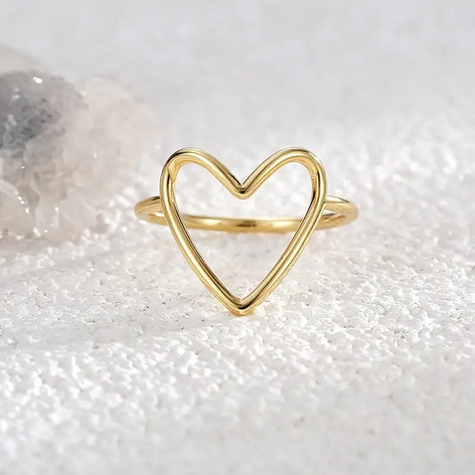 Hollow Big Heart Stackable Ring