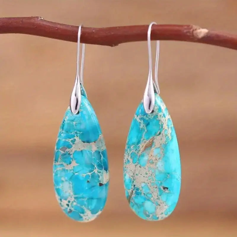 Droplet Imperial Stone Decor Dangle Earrings