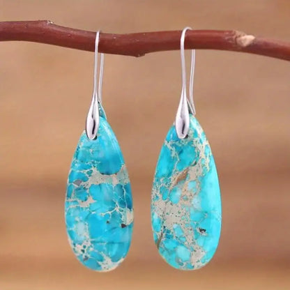 Droplet Imperial Stone Decor Dangle Earrings
